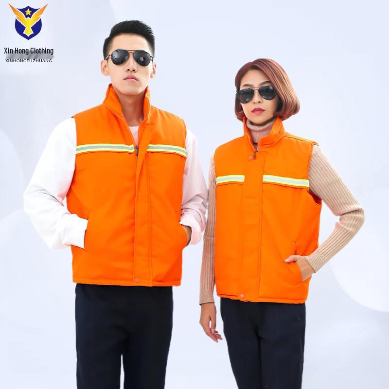 Custom LOGO Reflective Workwear Vest with Thick Padding for Warmth