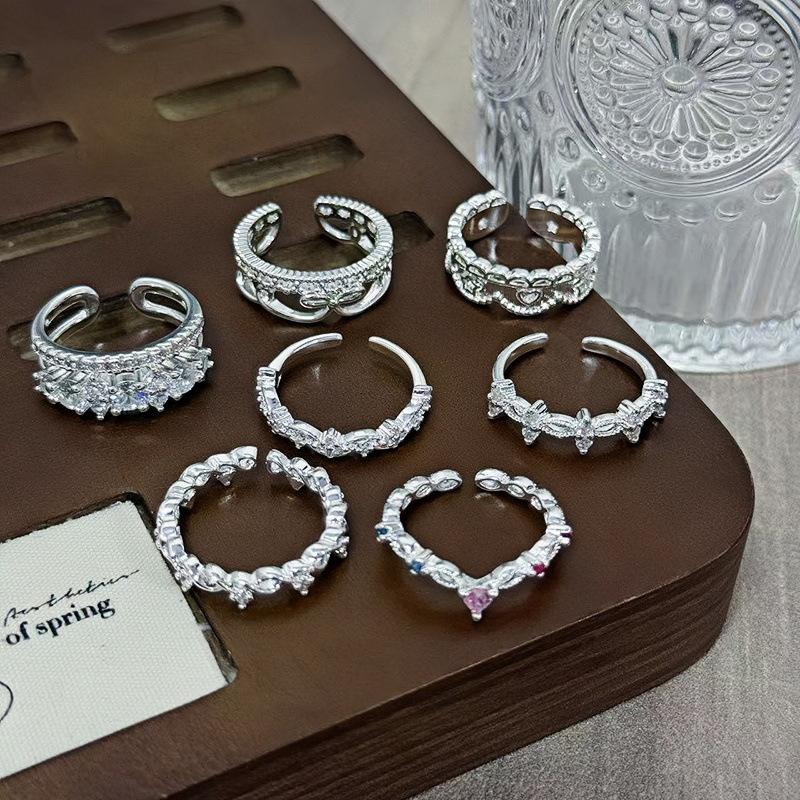 Super Flash Temperament Square Zir*****Pen Ring Light Luxury Niche High-End Ring Simple Fashion Jewelry Women