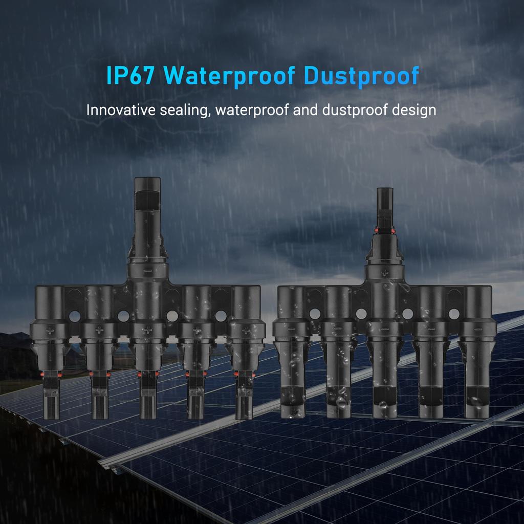 Abzweig-Solarsteckverbinder T-Steckverbinder für die Parallelverbindung zwischen Solarmodulen 5-fach IP67