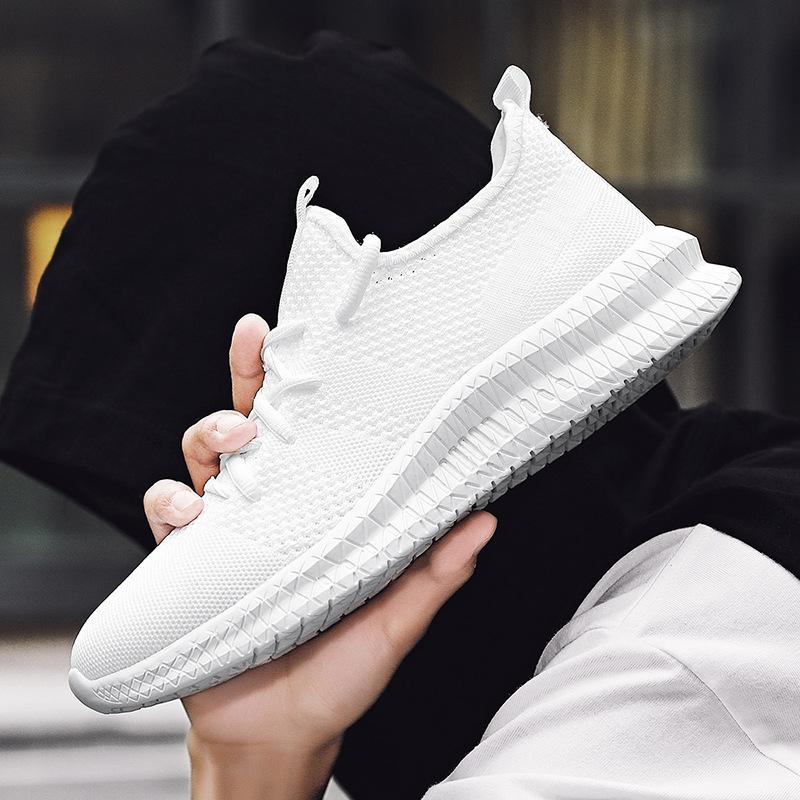 

Чоловічі низькі сітчасті повсякденні туфлі для лінивої молоді великого розміру, трендові спортивні туфлі на плоскій підошві, татові туфлі для чоловіків 46 білий