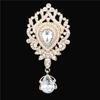 DIEZI Luxury Gold Silver Color Crystal Flower Bridal Brooches for Wedding Women Party Rhinestone Bouquet Water Drop Brooch Pins