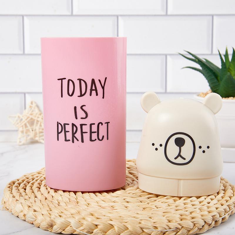 Portable Travel Toothbrush Cup Cartoon Bear Cover Toothpaste Holder Bathroom Organizer Accessories Teeth Brush Storage Case Box