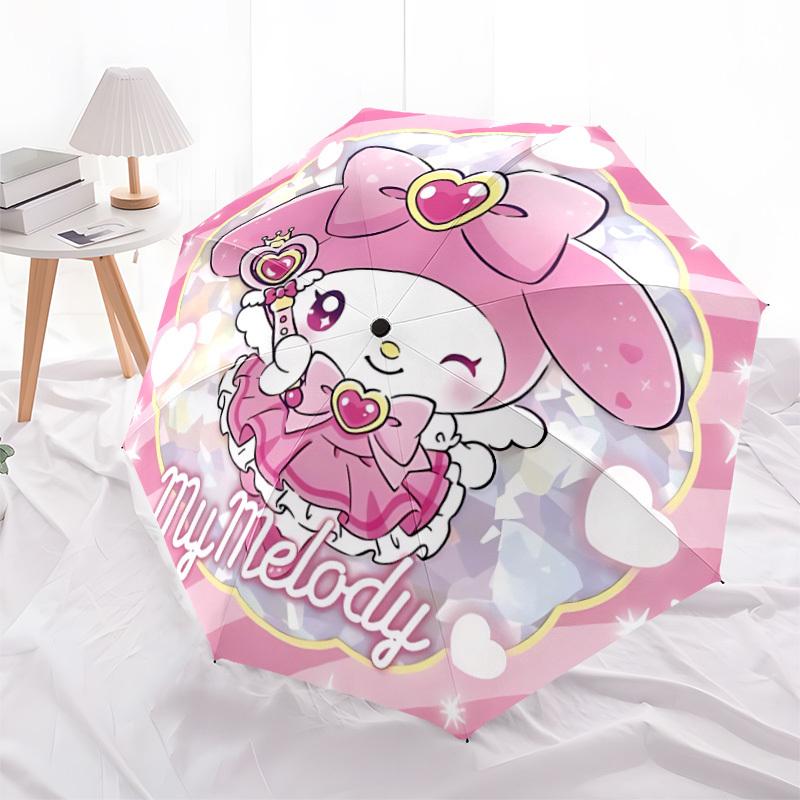 1pc My Melody Automatic Umbrella Durable Iron Frame & Plastic Handle, Gift for Men & Women, Sturdy Construction, Best for Christmas, Helloween, Playfu