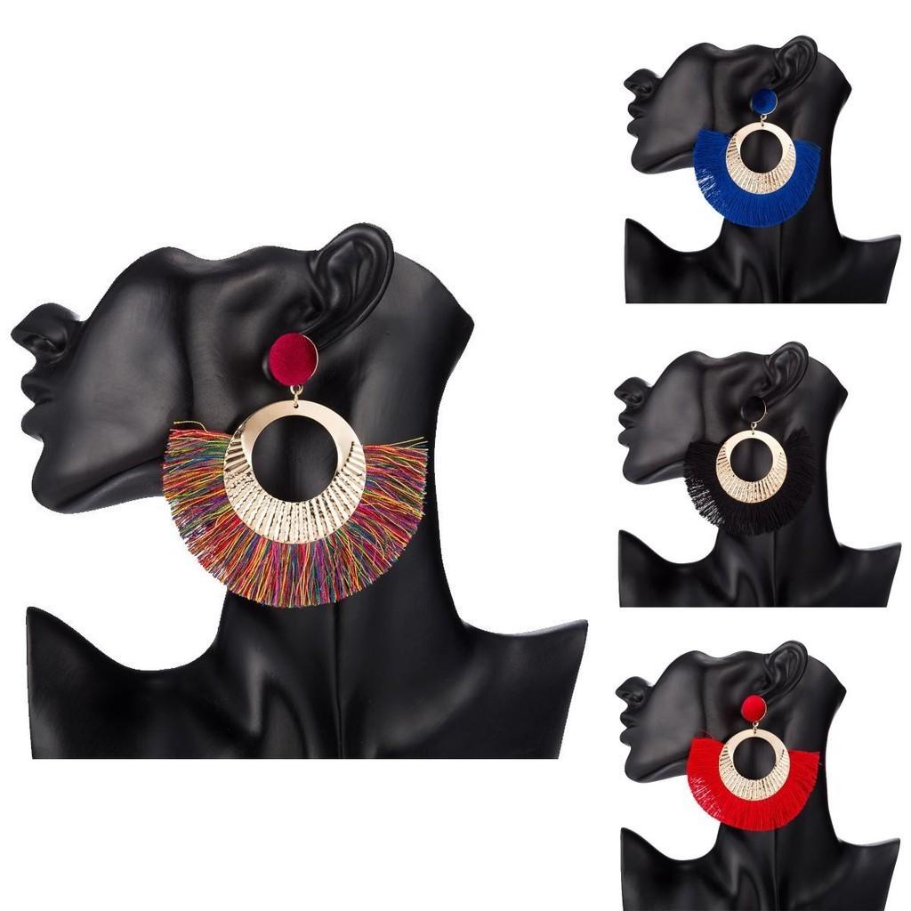 Cotton Unique Geometric Tassel Earrings For Women In Multiple Colors