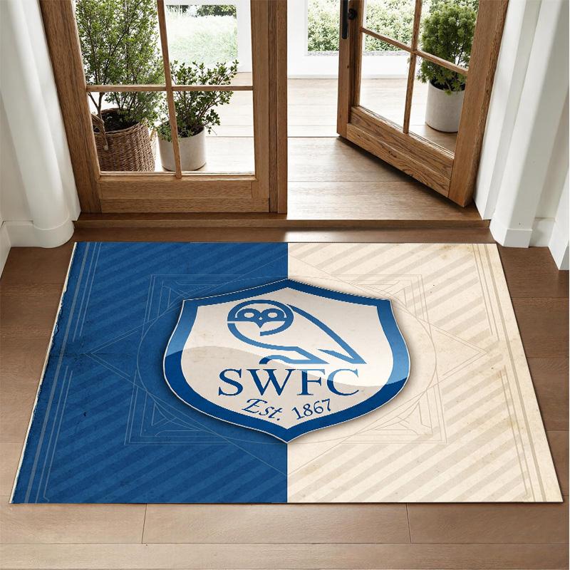Sheffield Wednesday Design Crystal Velvet Rug Soft Decorative Mat for Bedroom Entrance