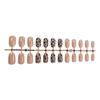 24Pcs Short Almond Leopard Press On Nail Glossy False Nail Winter Nail Decors Full Covers Stick on Nail Easy To Apply