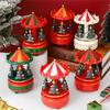 Artistic Christmas Tree Themed Rotating Music Box Wood Hand Cranked Musical Ornament For Holiday Seasonal Atmospheres