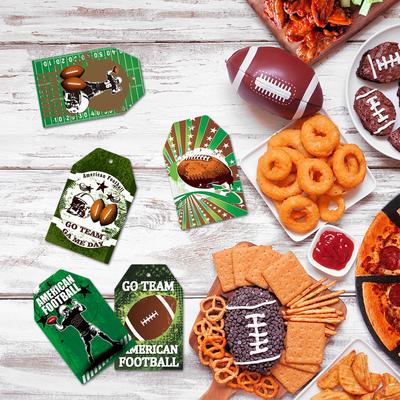 60/120 Stück Fußballanhänger, Rugby-Gastgeschenkanhänger für Sport-Motto Jungengeburtstag und Babyparty Geschenkverpackungsdekoration