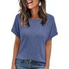 European and American summer new solid color loose round neck short sleeves, casual and comfortable T-shirt women's top
