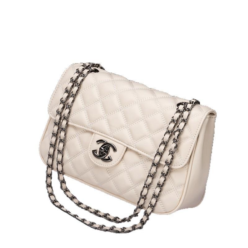 Xiaoxiangfeng Echte Leder Damen Tasche Gitter Kette Neue Modische Vielseitige Schulter Hochwertiges Gefühl Klassische Crossbody