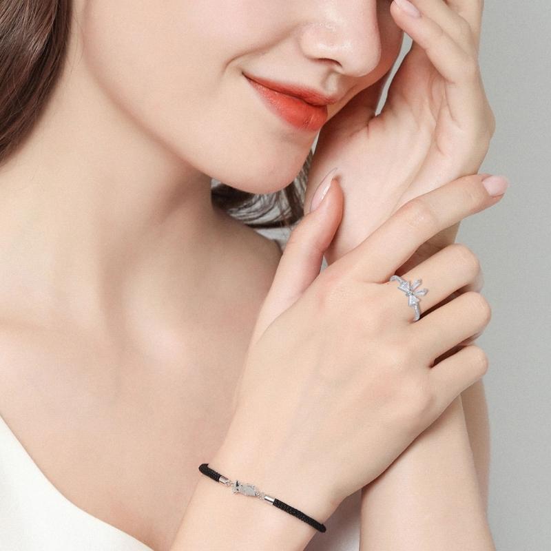 Elegant White Bowknot Rings Open Rings for Women and Girls Adjustable Zircon Jewelry Perfect for Parties and Dates
