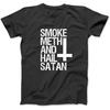 Satan Satanic Atheist Funny Smoke Meth and Hail Satan T-Shirt WTE Womens Mens Unisex, Hoodie Tank Top Longsleeve Black