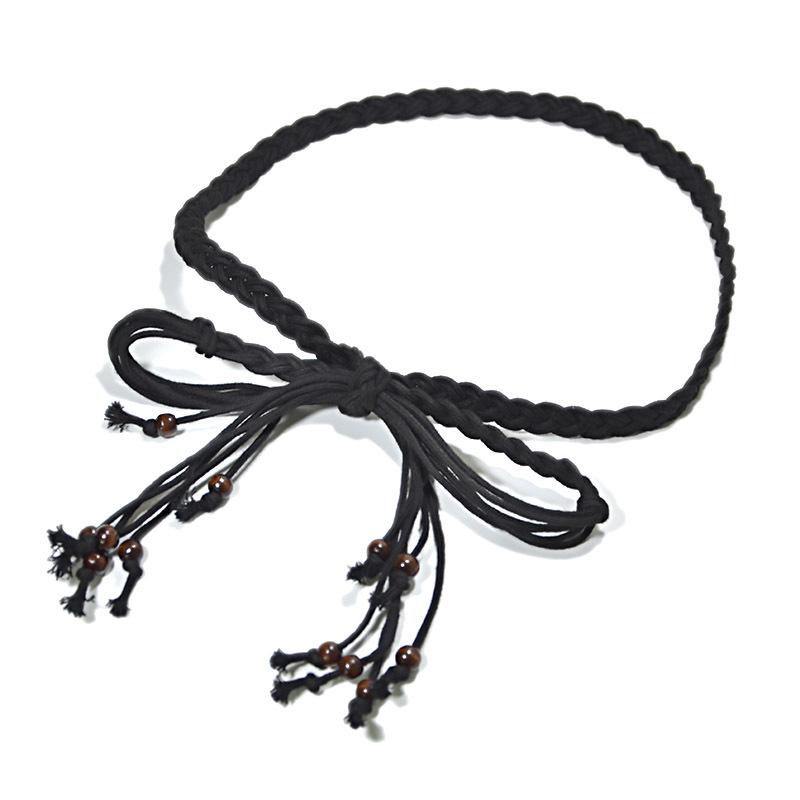 Meier Braided belt - women s fashion bohemian wax rope braided skinny waist belt 160cm чёрный