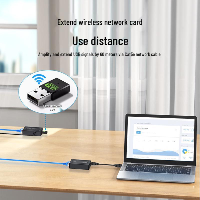 USB 2.0 100m Extender: USB to RJ45 Splitter for Mouse, Keyboard, Camera, Amplifier, Network