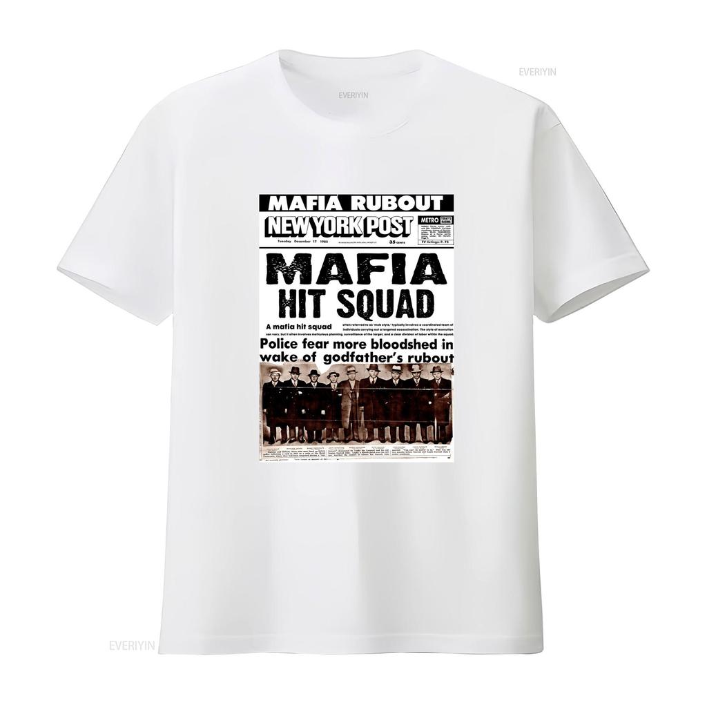 Gangster Mafia Hit Squad Tričko Městský Hip Hop Styl pro Mafie Nadšence vintage Vyprané Ležérní Streetwear Stylové Unisex Měkké