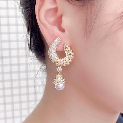 CMM French High-End European Fashion Artificial Pearl Pendant Earrings Golden or Silvery Wedding Party Accessories Jewelry