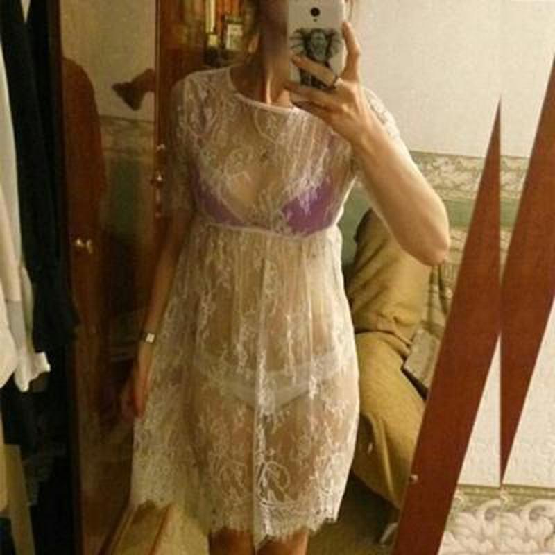 Beach Dress Sheer Floral Lace Embroidered Bikini Cover
