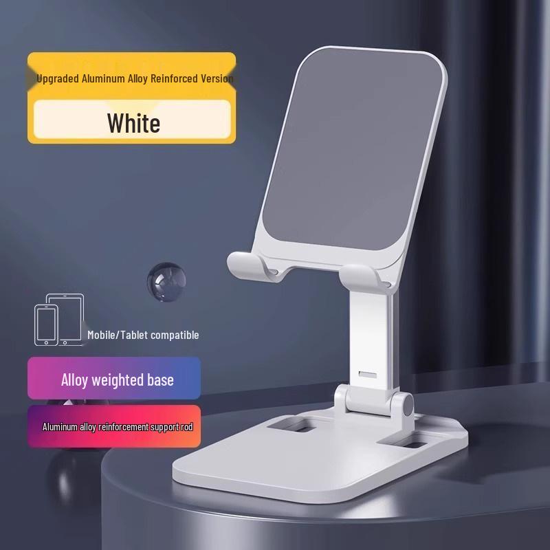 Adjustable Aluminum Phone & Tablet Stand: Weighted Base, Foldable Design