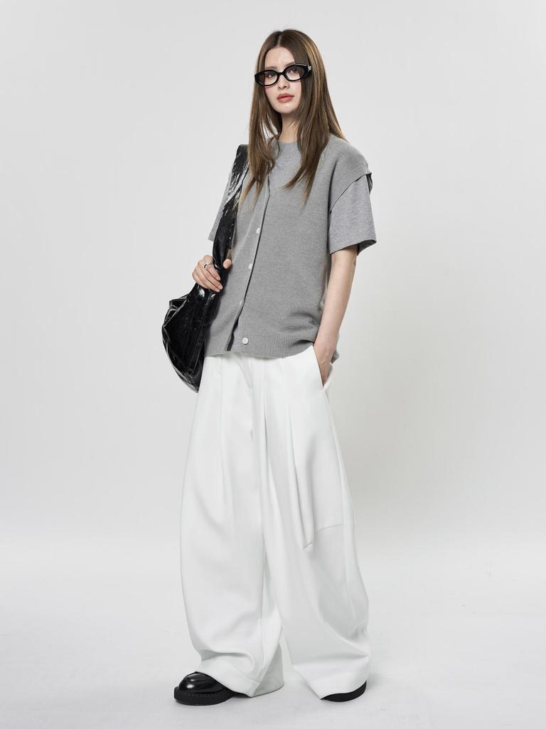 Louvre Korean Retro V-Neck Wool Knit Vest - Women's Slim Fit, Loose, Flexible Spring Top