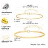 2pcs Fashion Heart Zircon Stainless Steel Bracelet for Women Men, Waterproof Simple Gold Color Jewelry Set for Couple Lover Gift