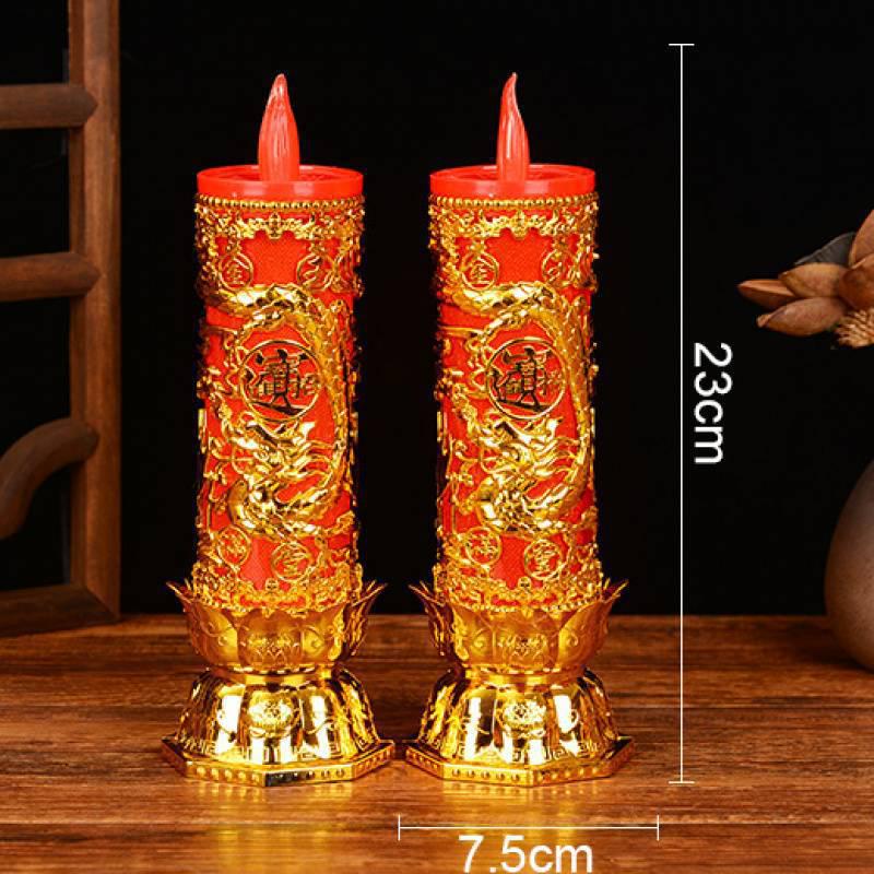 Electric Buddha & God of Wealth Candle Lamp: Plug-in, Everlasting Light, Home Decor for Attracting Wealth and Treasures.