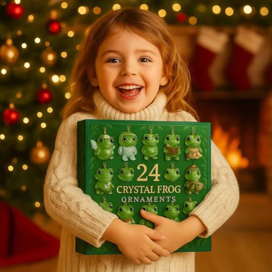 Frog Advent Calendar 2025 24 Days Woodland Theme Christmas Countdown with 2D Flat Frogs Ornaments Novelty Frog Christmas Tree Decoration