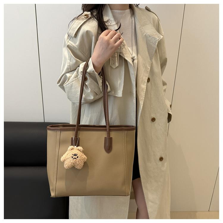 Simple Solid Color Armpit Bag for Women Large Capacity Vintage Style Shoulder Handbag