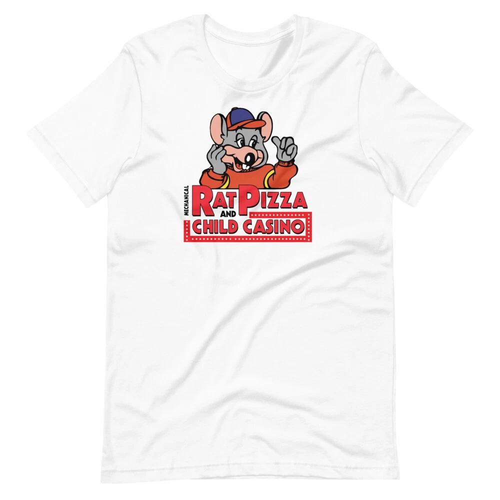 

CHUCK E CHEESE Parody Mechanical Rat Pizza Short-Sleeve Unisex 100% Cotton T-shirt Mens Tees Top M