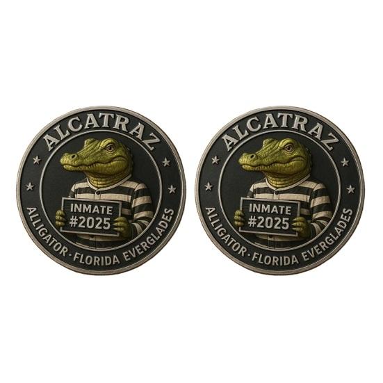 Krokodýl Vězeň Mugshot Mince Florida Everglades Vězeňské Memorabilia Mince Vtipná Historie Zločinu Výzvová Mince Sběratelský Dárek pro Muže Sběratele Mincí