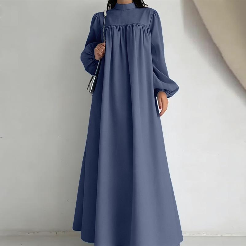 ZANZEA Damen Lässig Rundhals Elegant Locker Langarm Kleid
