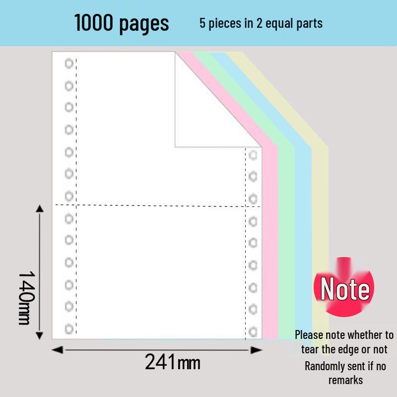1000 Pages Multi-Part Continuous Computer Form Paper (241-pin, 2-6 Parts)