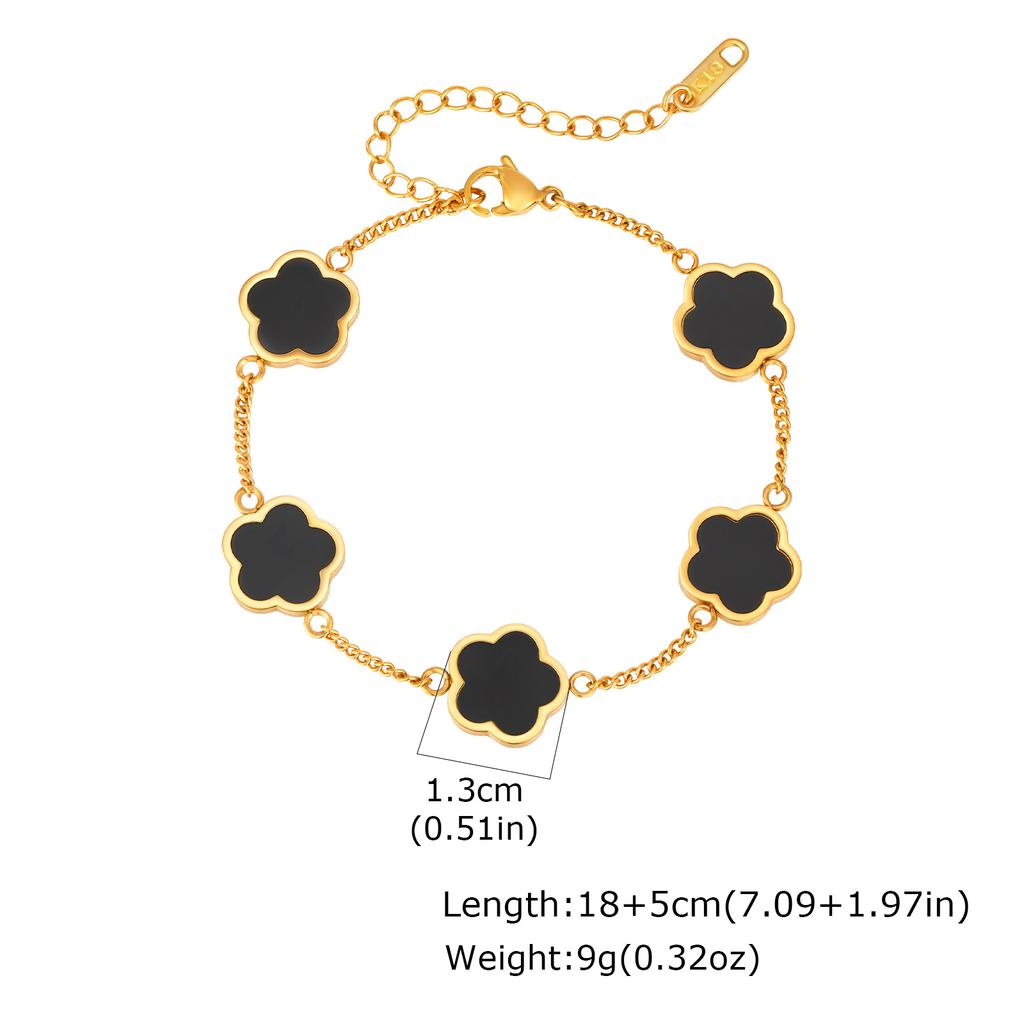 Klassiek Roestvrij Staal Armband voor Mannen, Vijf Blad Bloemen Goud Zilver Kleur Armband, Mode Waterdicht Hoge Kwaliteit Sieraden