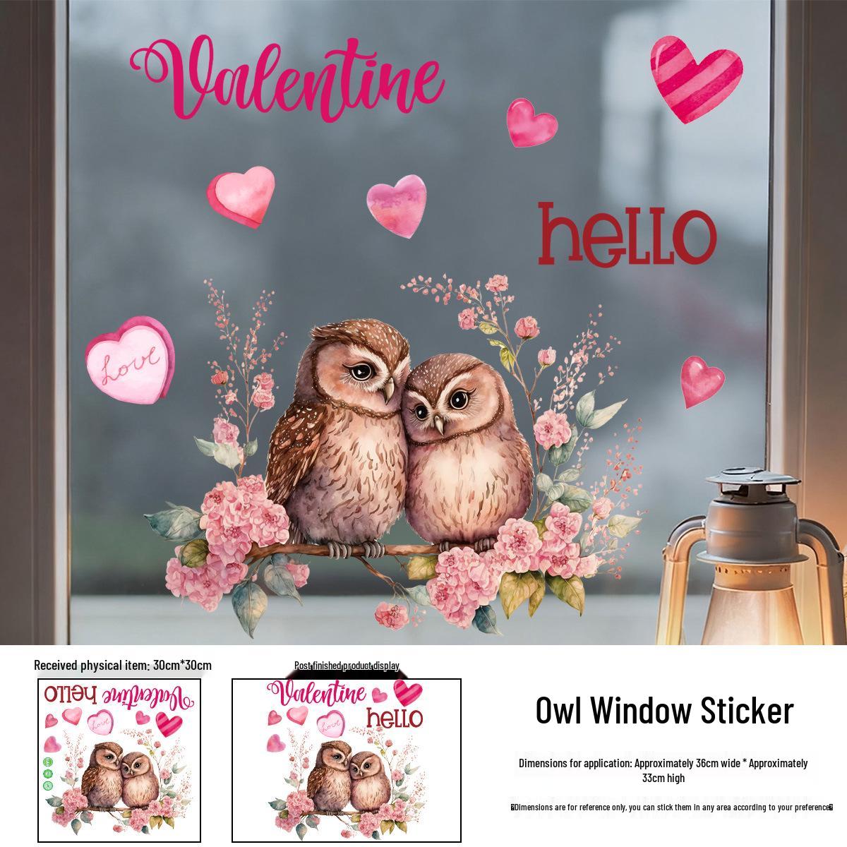 

Owl Electrostatic Valentine s Day Window Sticker for Party Shop Atmosphere 2026 30x30 cm (With Adhesive)