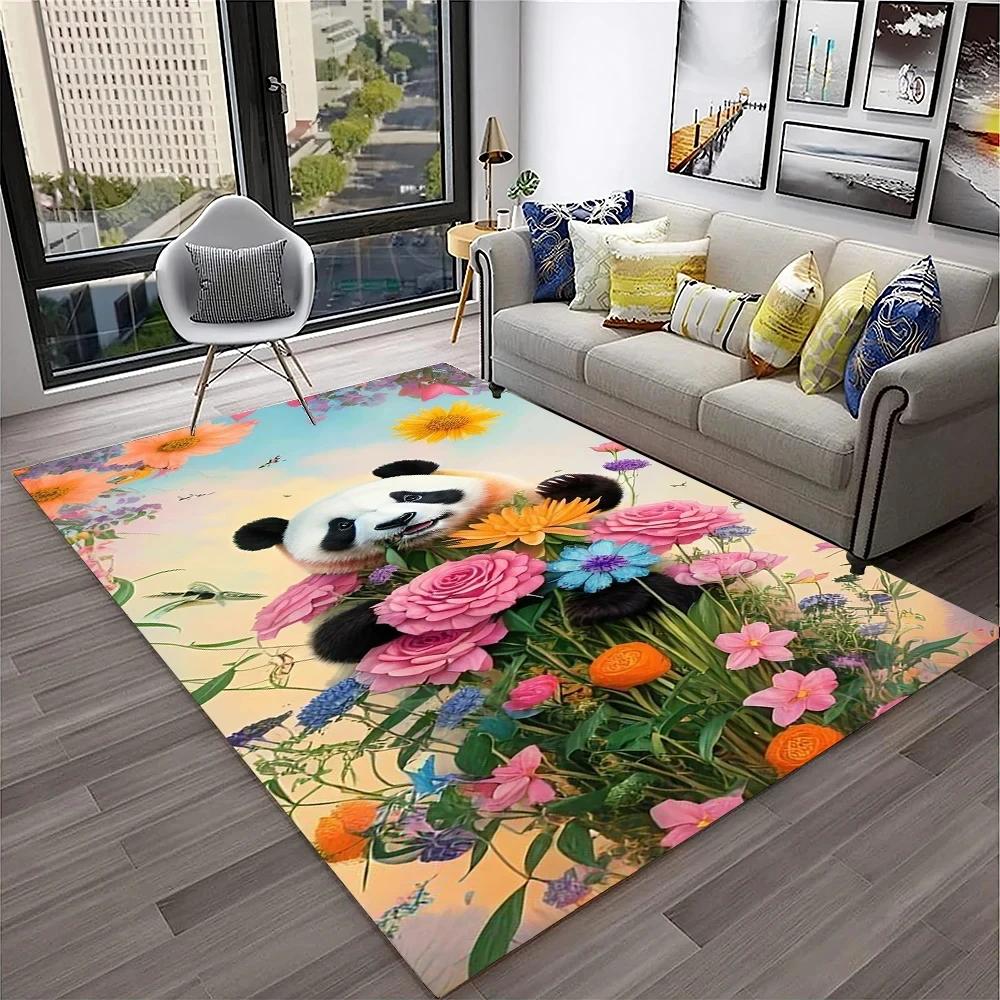 Uroczy dywan panda do sypialni, łazienki, salonu, dekoracja sofy, mata do raczkowania dla dziecka, miękki dywanik z kreskówkowym zwierzęciem, antypoślizgowa mata do zabawy