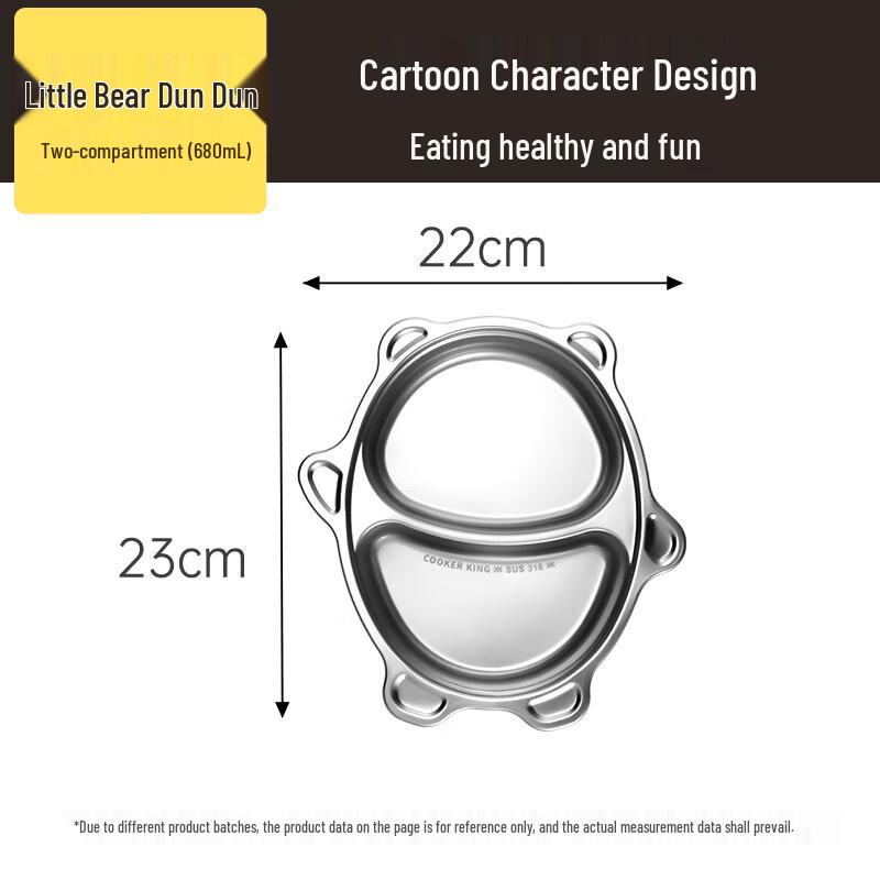 Chui Da Huang 316 Stainless Steel Kids Divided Dinner Plate
