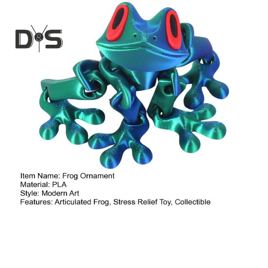 3D Printed Magnetic Frog Articulated Frog with Movable Joints Flexible Animal Stress Relief Toy for Home Office Refrigerators Desk Decoration
