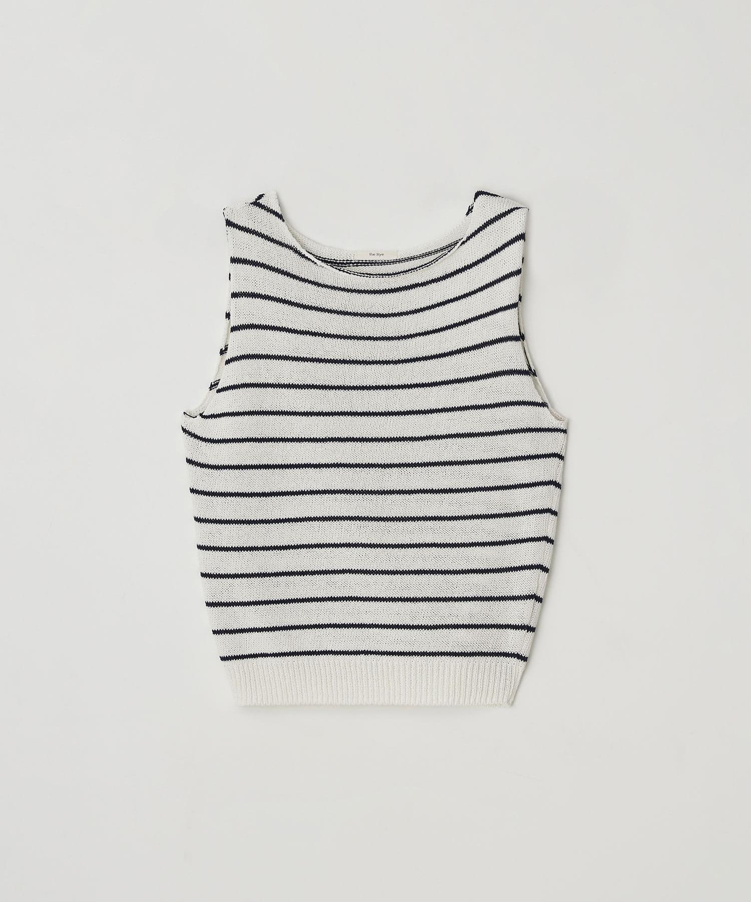 The Rye Stripe Round Sleeveless Knit(Ivory) Ivory/Free