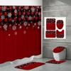 4PCS  Shower Curtain Sets With Shower Curtain And Rugs Toilet Lid Rug U Shape Mat And Bath Mat Bathroom Set  With 12 Hooks