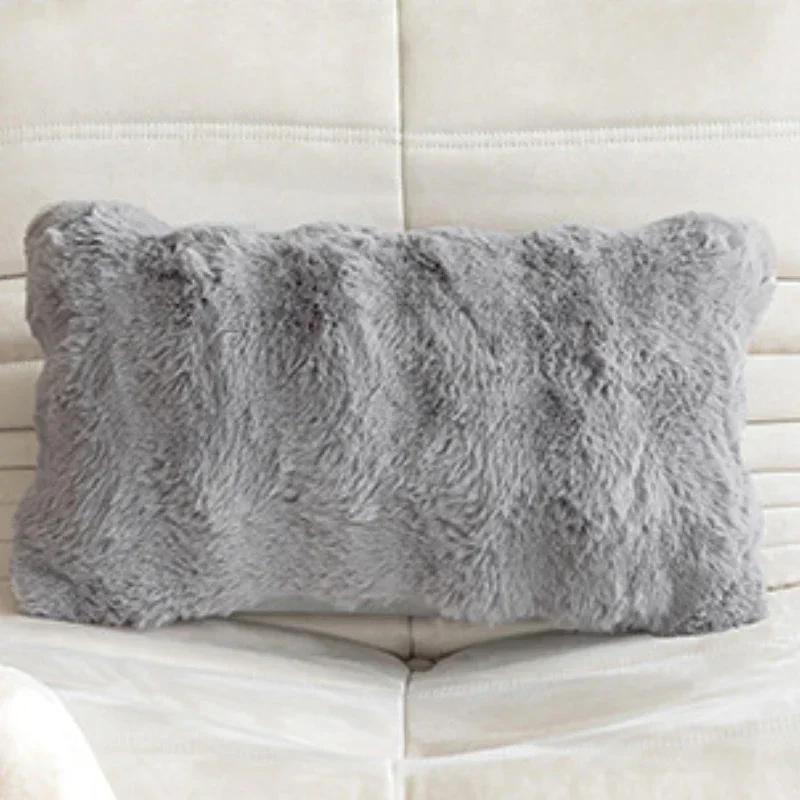 

Зимняя имитация кроличьей шерсти, плюшевая наволочка для подушки, для спальни, гостиной, дивана, мягкая, удобная, грелка для рук