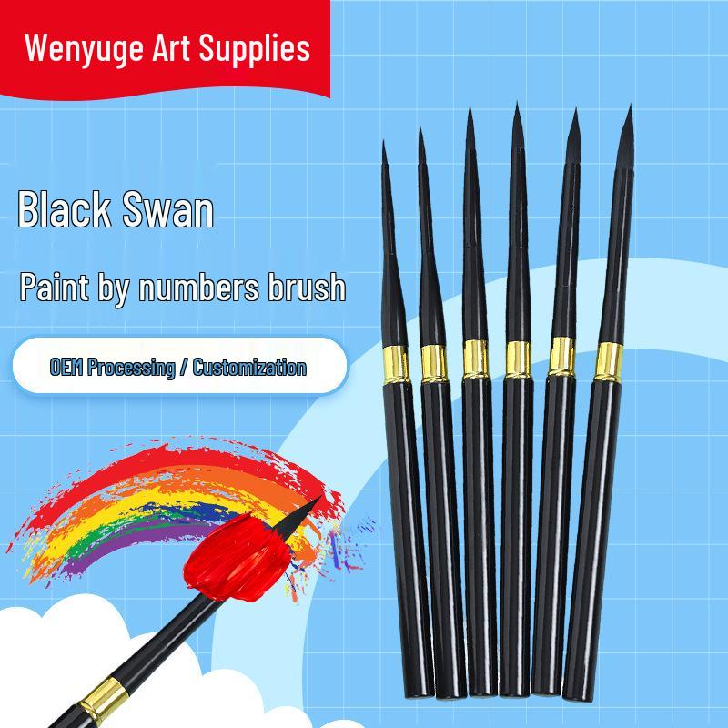 Cross Black Swan Oil Painting Brush Set - 6-Piece, Soft Bristles, Aluminum Handle, Colored for Art Students