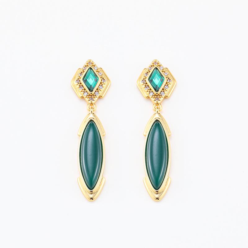 Qingdao Jewelry Elegant Emerald Green Teardrop Tassel Earrings - New Chinese Ethnic Style for Women