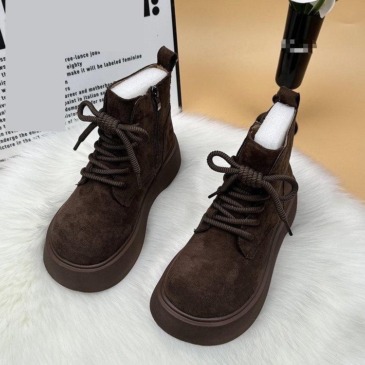 Suede Martin boots winter new small thick-soled heightening piled thickened snow cotton boots