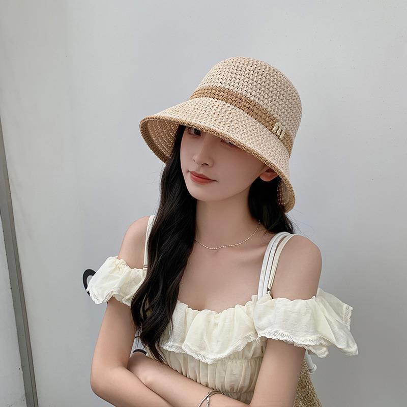 Hat, women's summer sunscreen, sunshade, straw hat, hollow fashion, cool Korean version trend, versatile sun hat, travel bucket hat