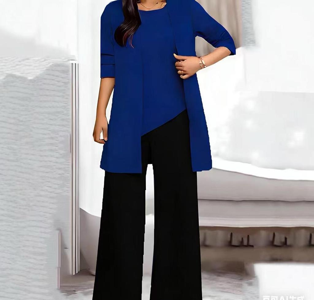 2021 Nadrozmerná jednofarebná trojdielna súprava: Zoštíhľujúci a bruško zakrývajúci ležérny módny outfit pre ženy