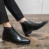 Men's Shoes Large Size New Leather Boots Fashion High Top Leather Boots Trend Crocodile Pattern Business Dress Martin Boots