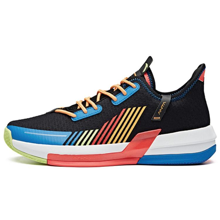 New Anta Basketball Collection Laser Cushioning Anti-Slip And Wear-Resistant Low-Top Vintage Basketball Shoes Black Blue 112011607-7