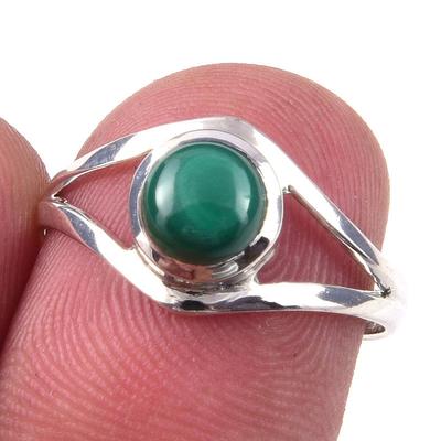 Natural Malachite Gemstone Handmade 925 Solid Sterling Silver Ring Size 6.5 N3D73