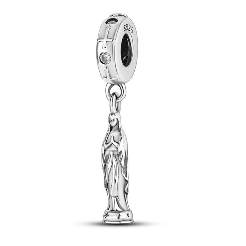 925 Silver Nossa Senhora Aparecida Dangle Cross Charms Pendants Fit Qikaola Bracelets DIY Jewelry For Women