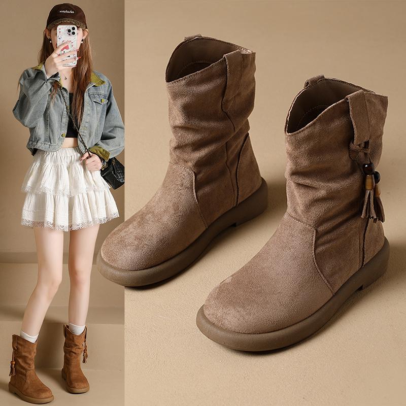 Women's Retro Short Boots, 2025 Autumn New Style Vacation Western Boots, British Style Casual Short Boots