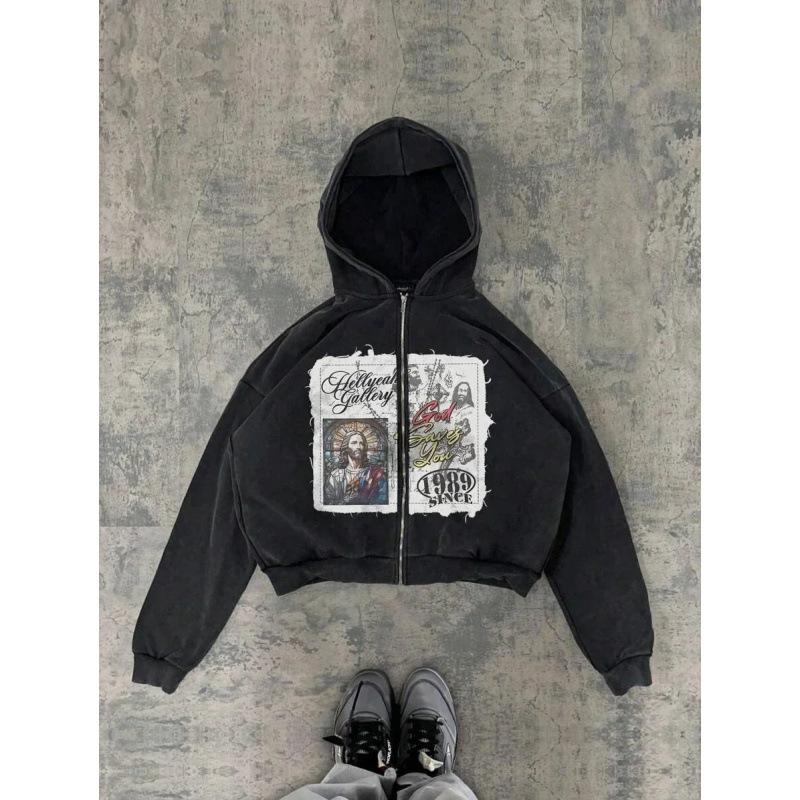Felpa stampata personalizzata tendenza americana giacca Harajuku stile gotico unisex maglione stampato 3D